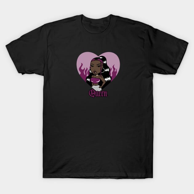 (white) Queen Doll girl Dark Purple-Heart T-Shirt by Just In Tee Shirts